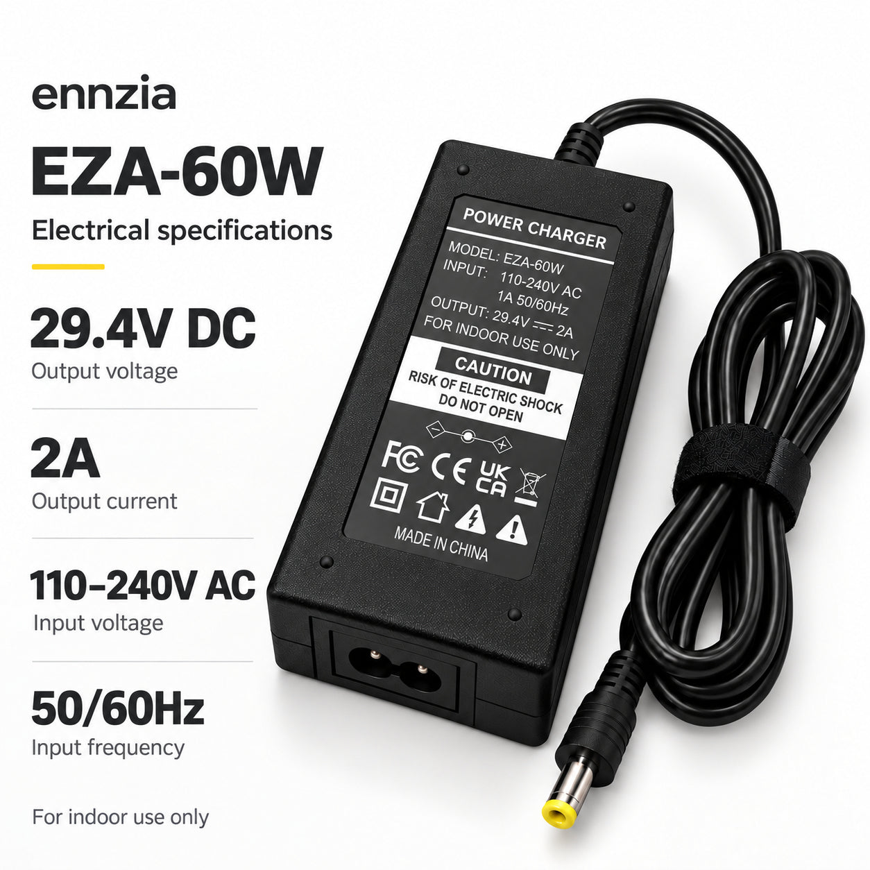 Power charger electrical ratings label